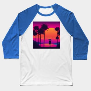 Synthwave samurai on palm lake Baseball T-Shirt